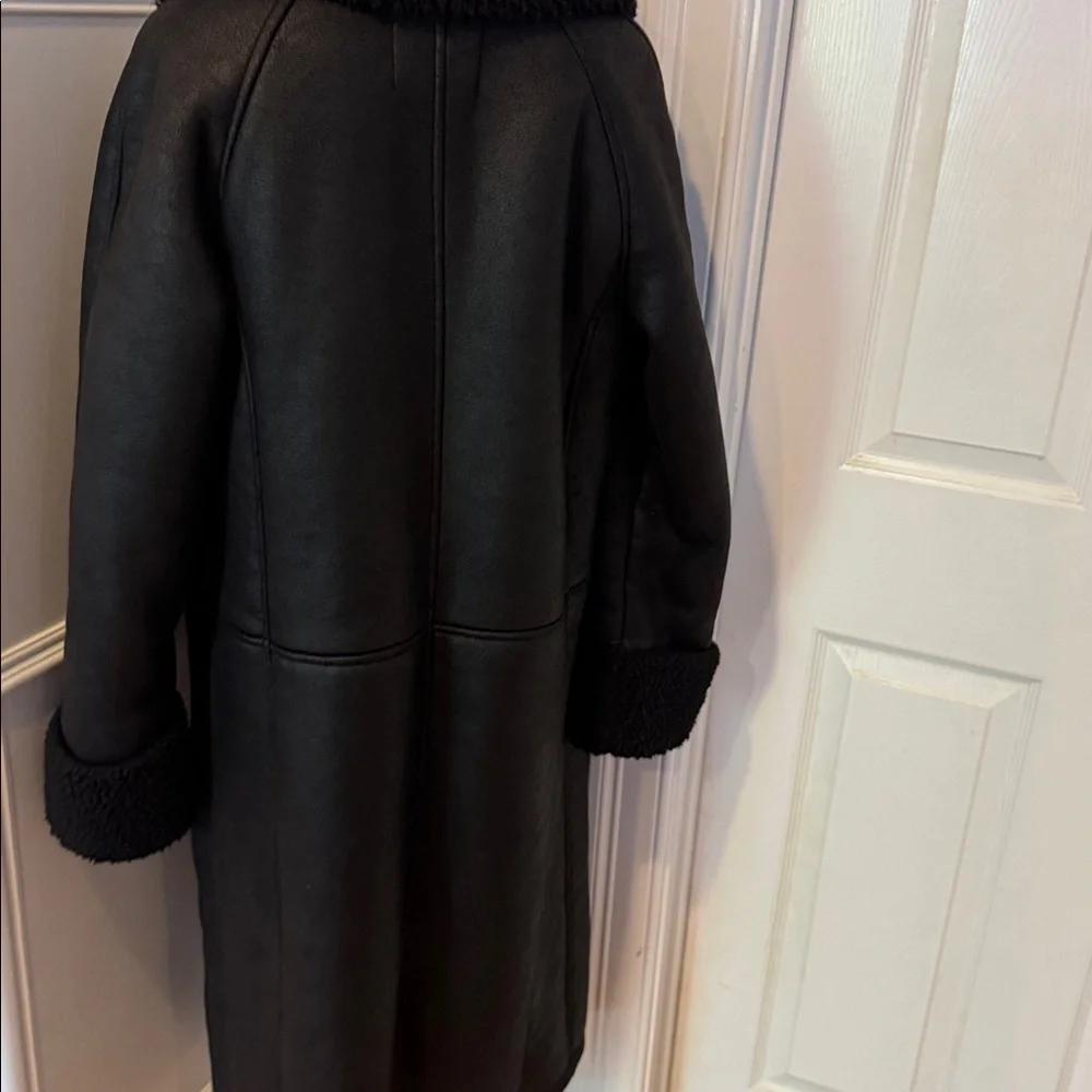 Zara Black Textured Faux Shearling Jacket - Picture 5 of 6